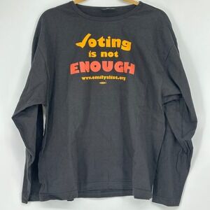 Vintage Voting is not ENOUGH Emilys List Long Sleeve Graphic Tee Black USA L